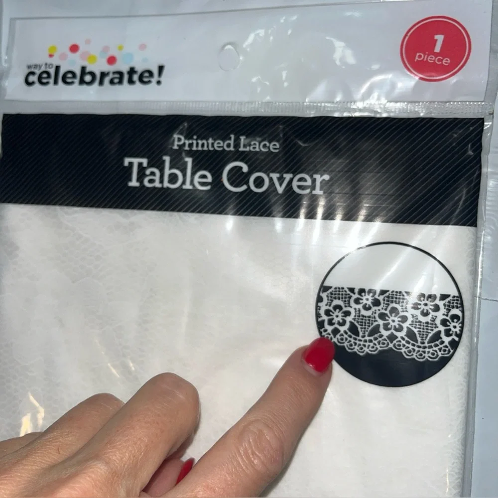 Tablecloth plastic LOT Rectangle & ROUND Table Covers Black Gold White Lace NEW